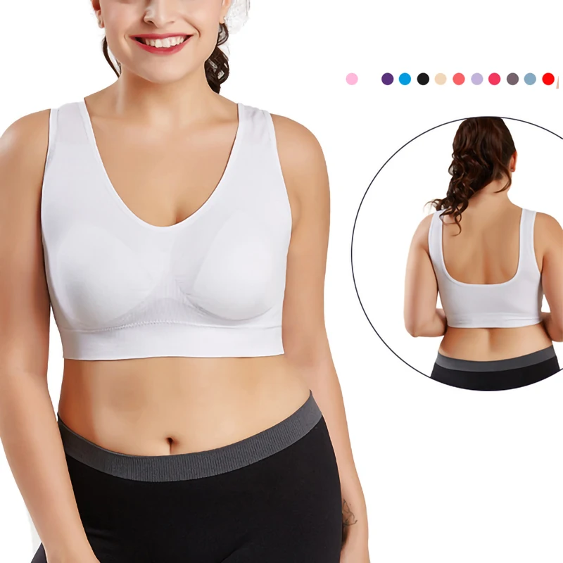 Девушки бесшовный спортивный бюстгальтер Плюс Размер Красочные без косточек жилет никаких следов Йога регулировка бюстгальтер без провода бюстгальтер с эффектом пуш ап