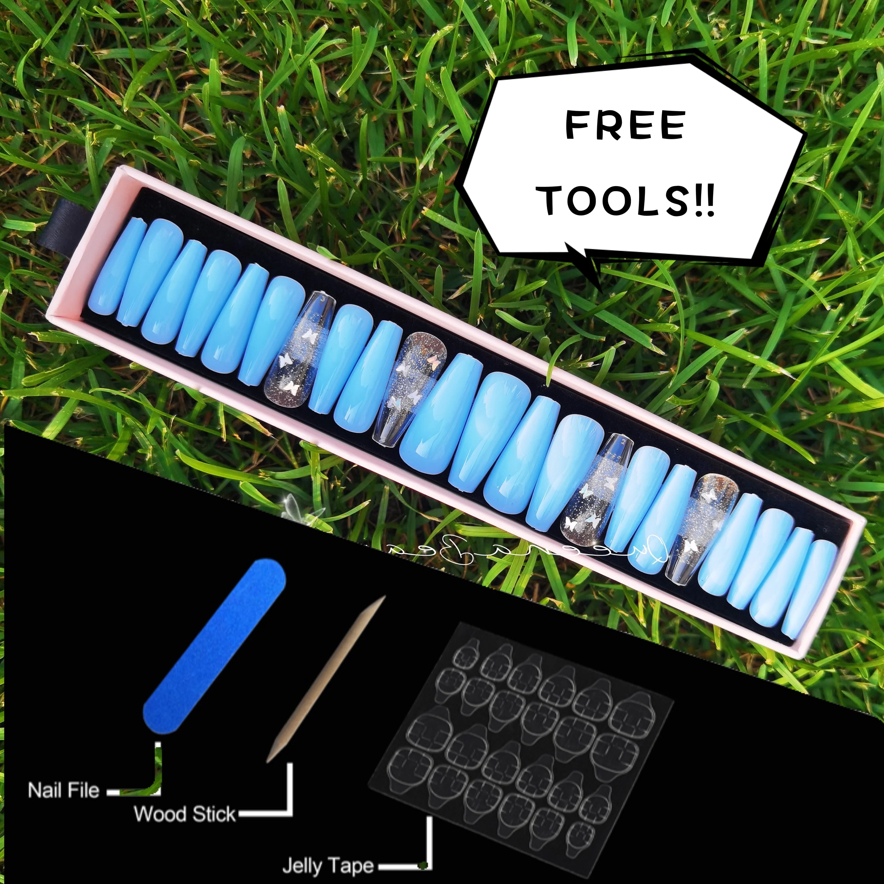 Q  Popular Manicure Long Ballet Press On Nails Fakes Nail In Artificial Fingernails