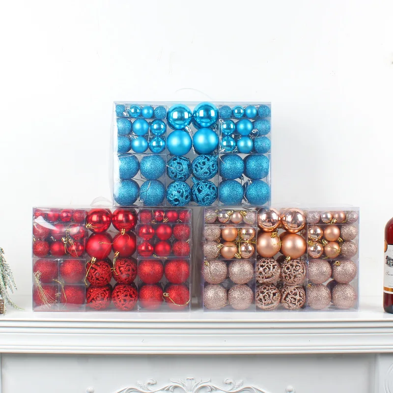100 Pcs Christmas Ball Gift Box Tree Ornaments With 3-6cm Plastic