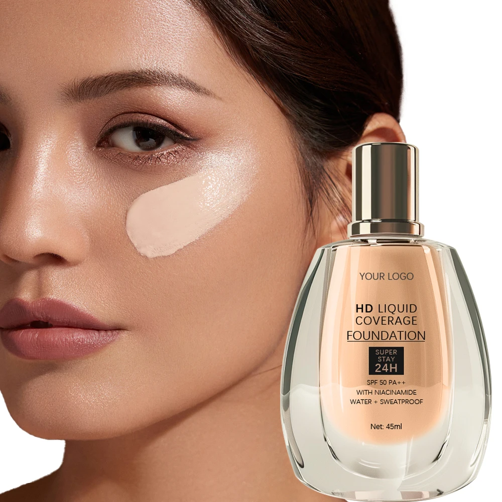 Guangzhou Custom Logo Makeup Product 24 Hour Full Coverage Foundation Private Label Long Lasting Waterproof Liquid Foundation