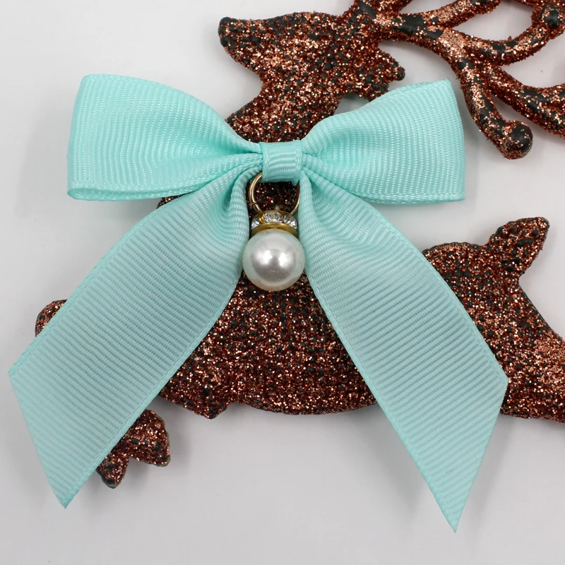 Factory custom 2cm Blue ribbed lead knot with tail hanging drill wrap waist polyester ribbon bow