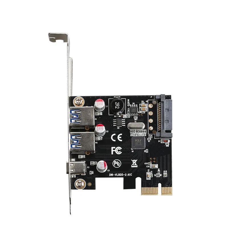 PCIe 1x на 2 порта USB3.0 + 1 порт Type C карта расширения с через/VL806