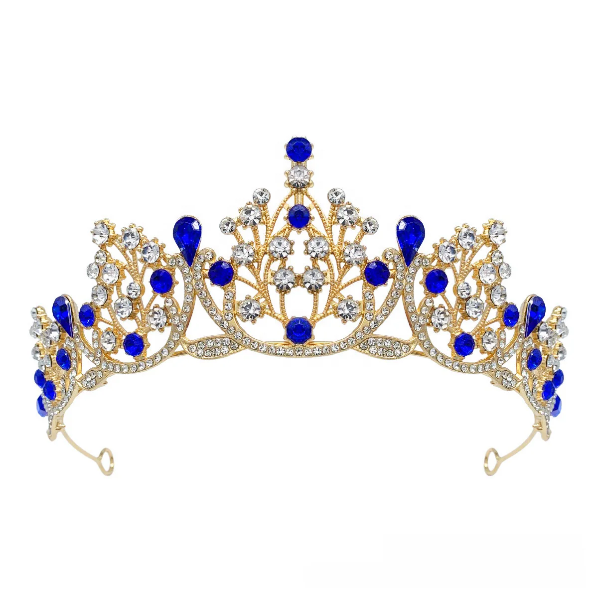 Bridal crown tiara headdress water drop drill eighteen years old adult princess pageant crown wedding veil hair accessories