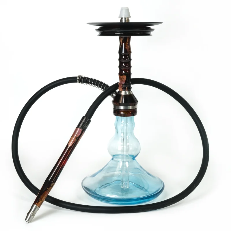 Russia Hookah Glass Vase Wood Stem Shisha Hookah With LED Light