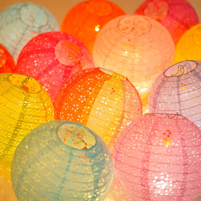 Colorful Handmade round Paper Lantern for Christmas Mid-Autumn and Spring Festivals Wedding Decoration