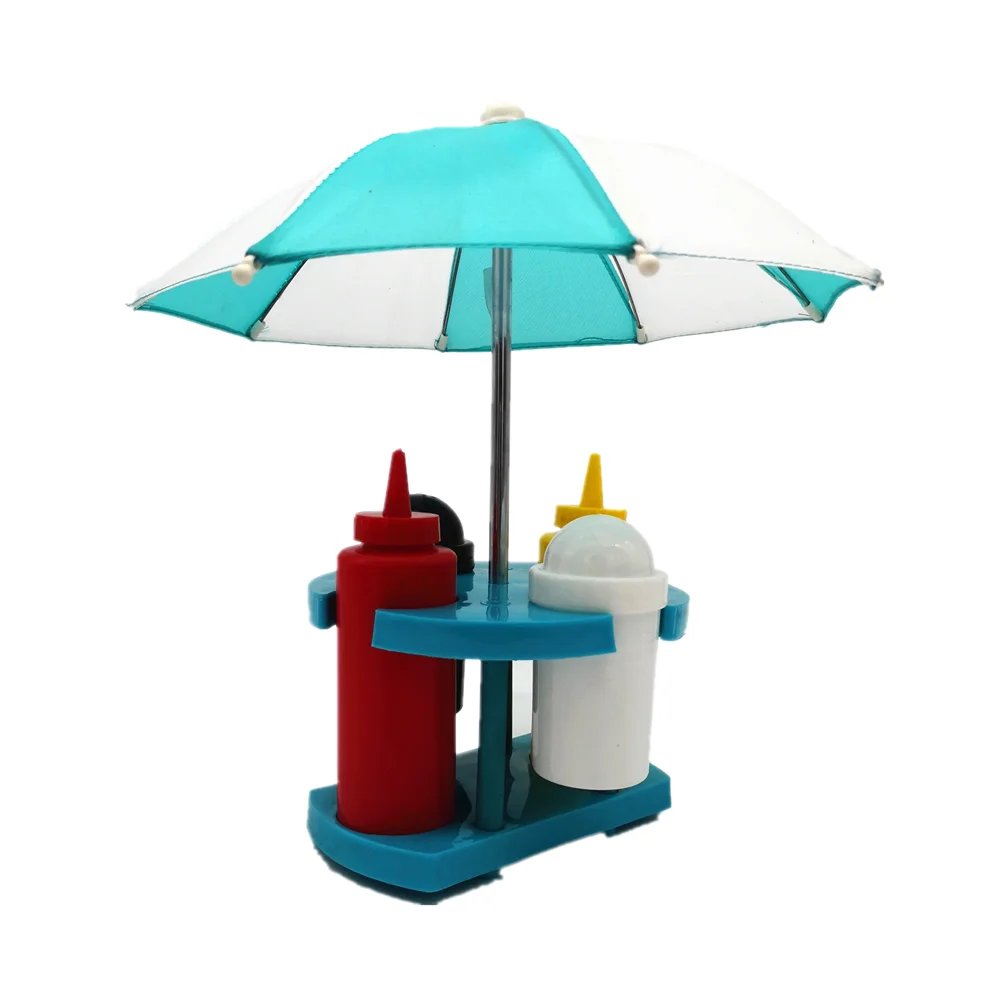 
kids children mini picnic kitchen pretend condiment shaker grill BBQ playset wooden cart toy 