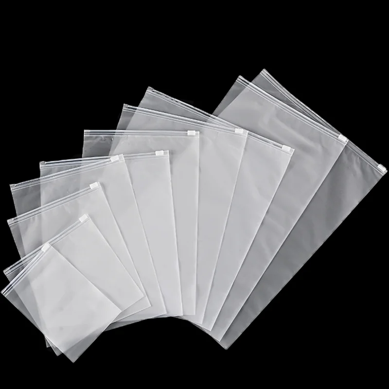 Custom logo Matte Frosted Waterproof Reusable Ziplock PE Plastic Slider Clothes Packing Zipper Bags
