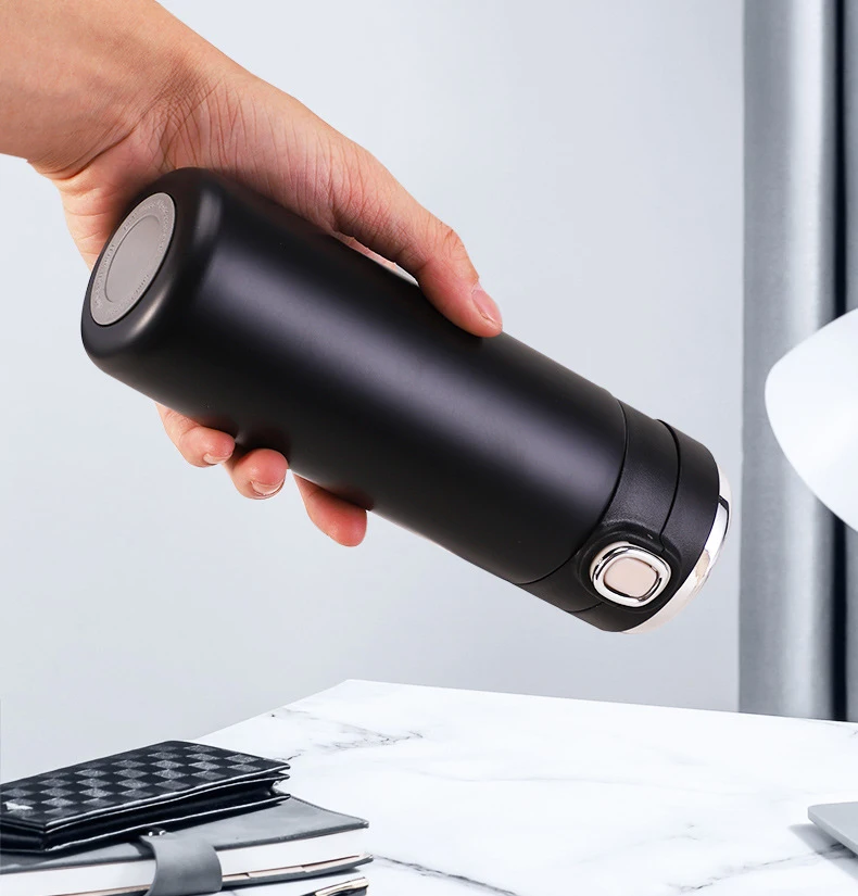 Beauchy Portable 420ml 304 Stainless Steel Bounce Coffee Cup Vacuum Flask Smart Water Bottle With Led Temperature Display