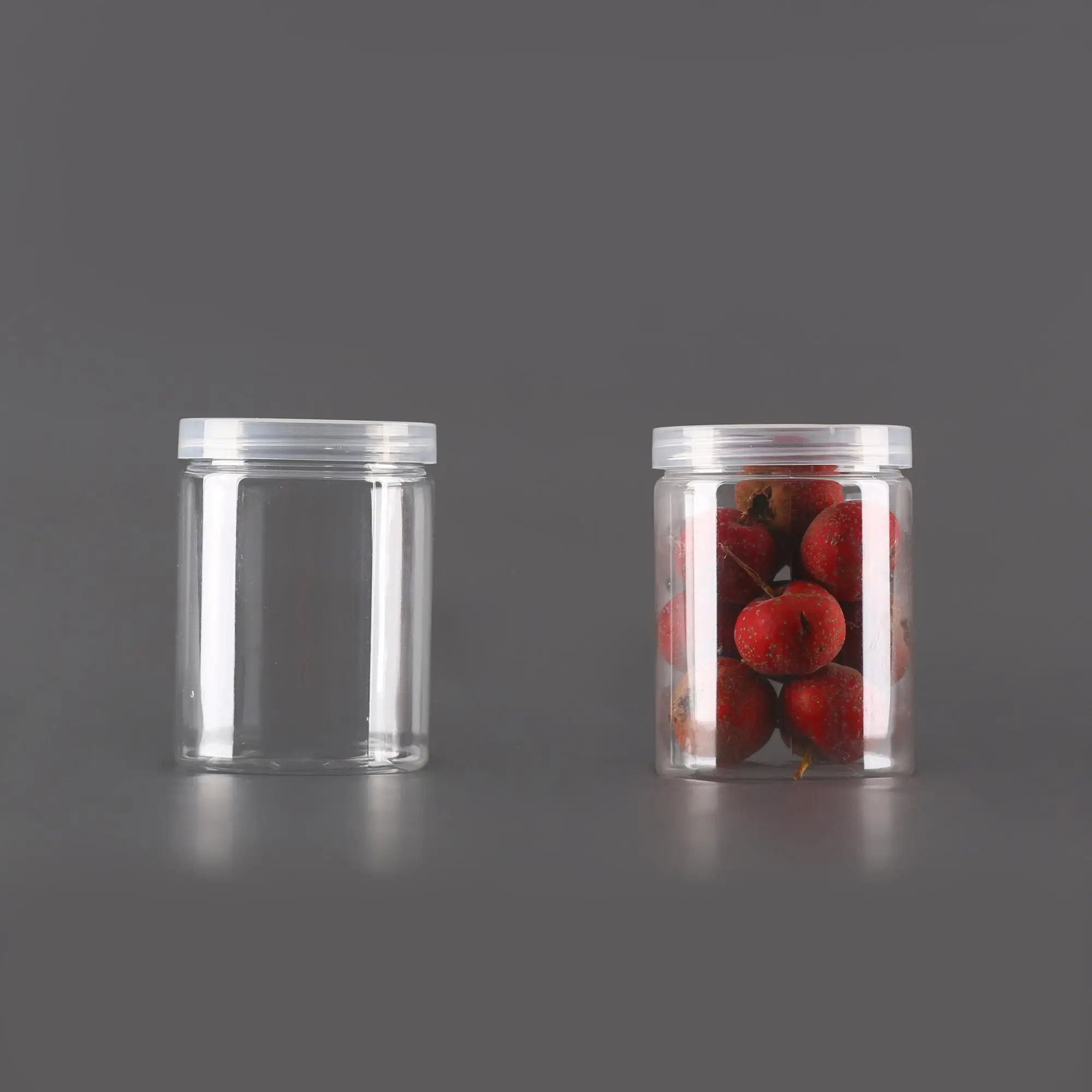 Factory Ready Stock 500ml PET Transparent round Plastic Bottle with Wide Mouth Black-White Lid Empty Food Cans for Skincare Use