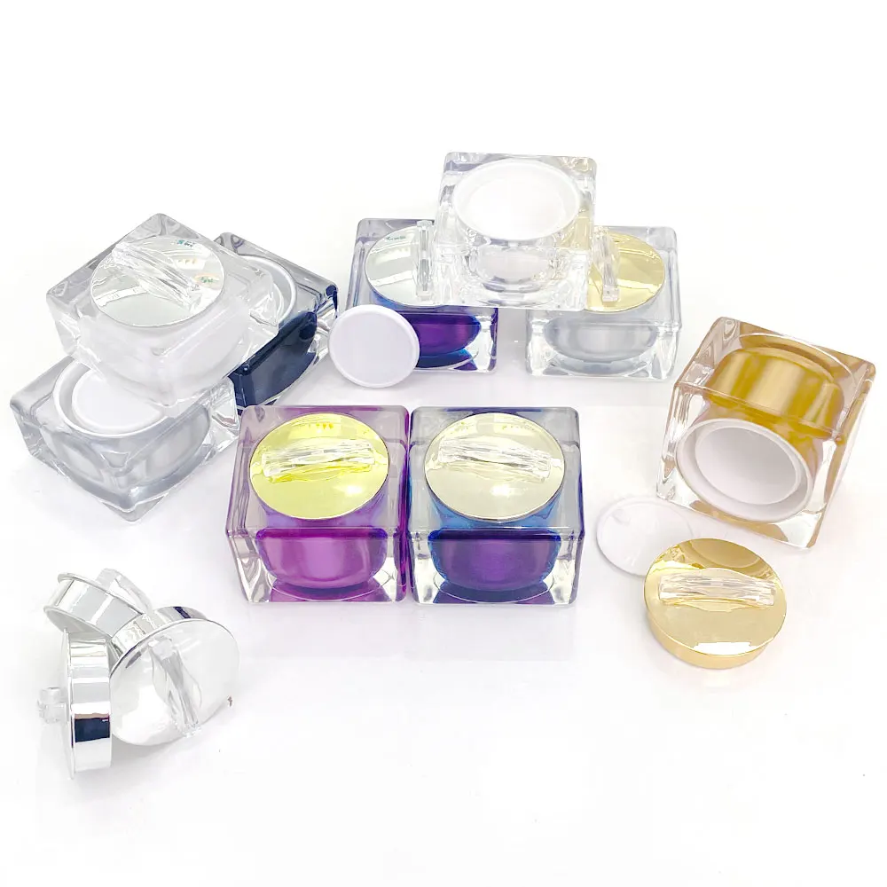 Square Luxury Empty Face Cream Bottle 30g 50g Acrylic Cosmetic Packaging Container Cream Jar Apple Shape
