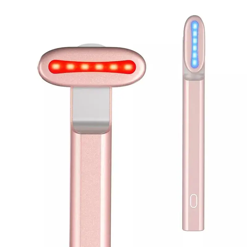90 Degree Rotation Advanced 4-in-1 LED Light Therapy Face EMS Facial Eye Beauty Massager Red Light Skincare Wand