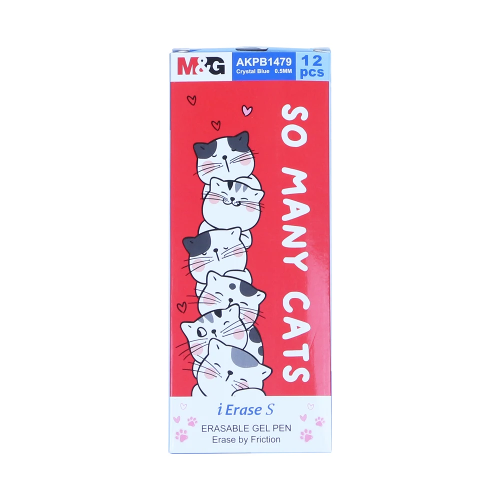 M&G Erasable Gel Pen Crystal Blue 0.5mm with Eraser Needle Point