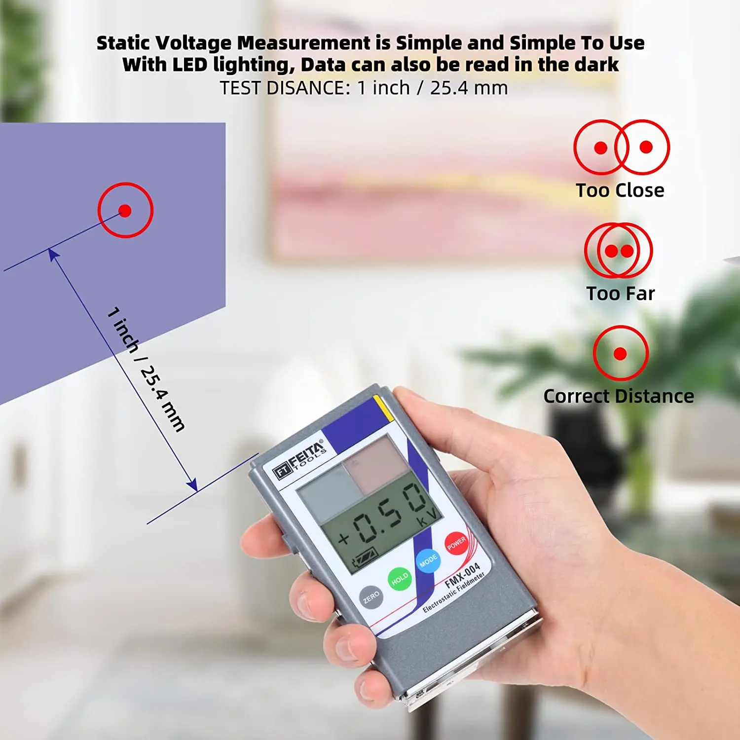 FMX-004 Portable Infrared Antistatic Field Detection Meter Test