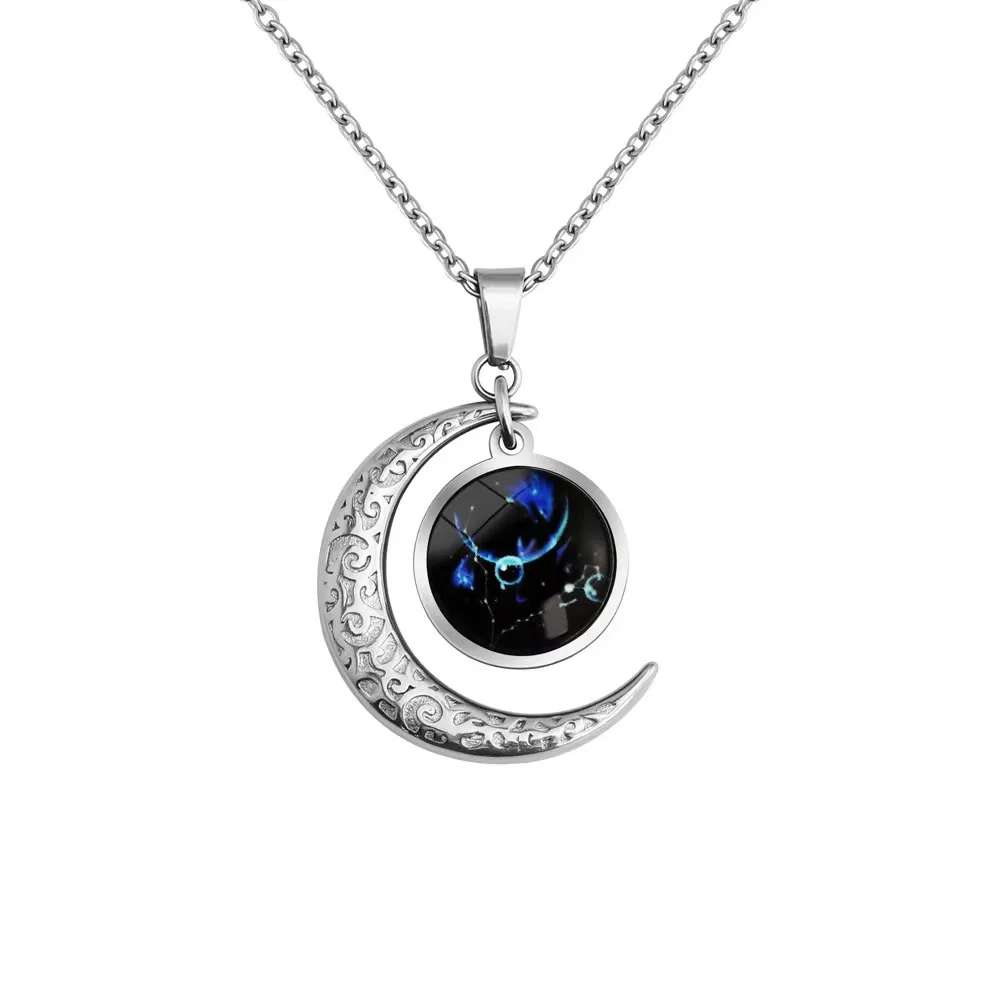 new Moon star combination pendant hip hop personality twelve constellations starry night necklace
