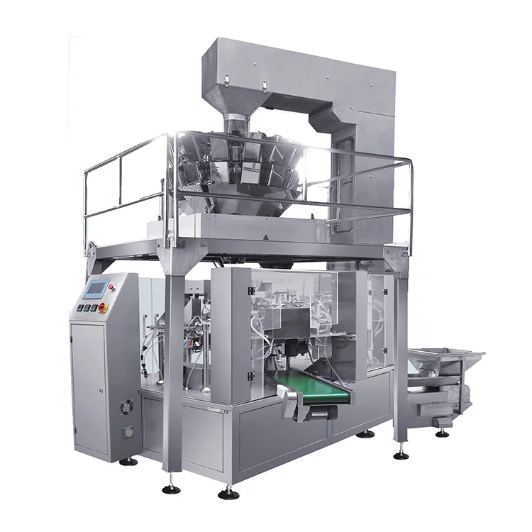 LINTYCO Automatic Rotary Nitrogen Flush Egg Roll Zipper Bag Weighing Filling Sealing food doy pack machine