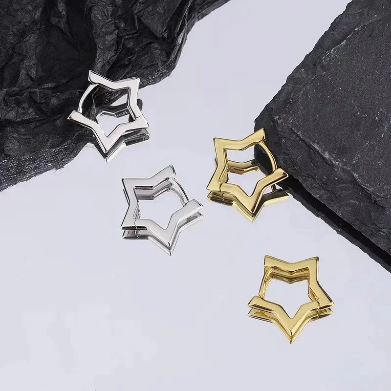 Cross-border hot fashion five-pointed star earrings simple personality earrings jewelry hollow five-star earrings