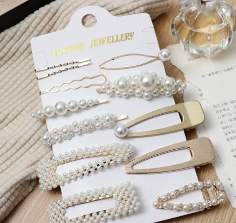 hot selling pearl diamond crystal hair clips hair pins sets summer classic heart star flower hairclips Barrettes hair ornament.png