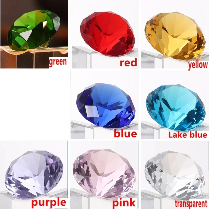 9 Colors Fengshui Furniture Decoration Large Glass Crystal Clear Diamond With Many Facet