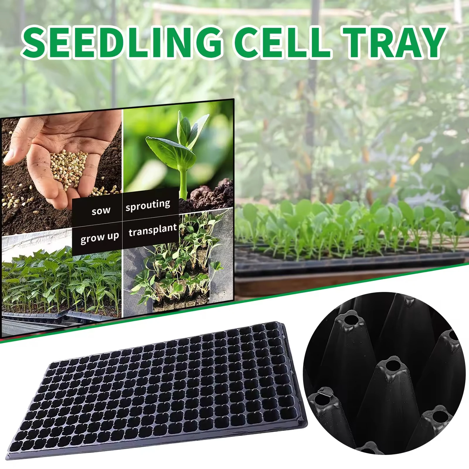 Free Sample 60g Durable PS 21-128 Cells Garden Flower Vegetables Plant Germination Square Plastic Nursery Seedling Trays