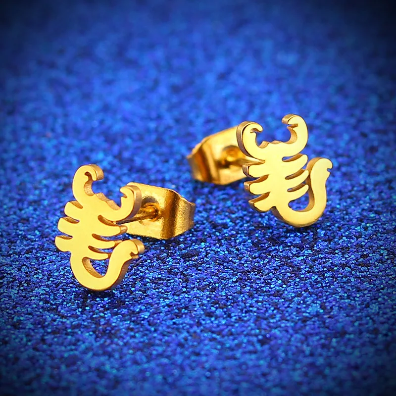 Europe America Fashion Jewelry Gold Silver Stainless Steel Scorpion Shape Women Men Earrings