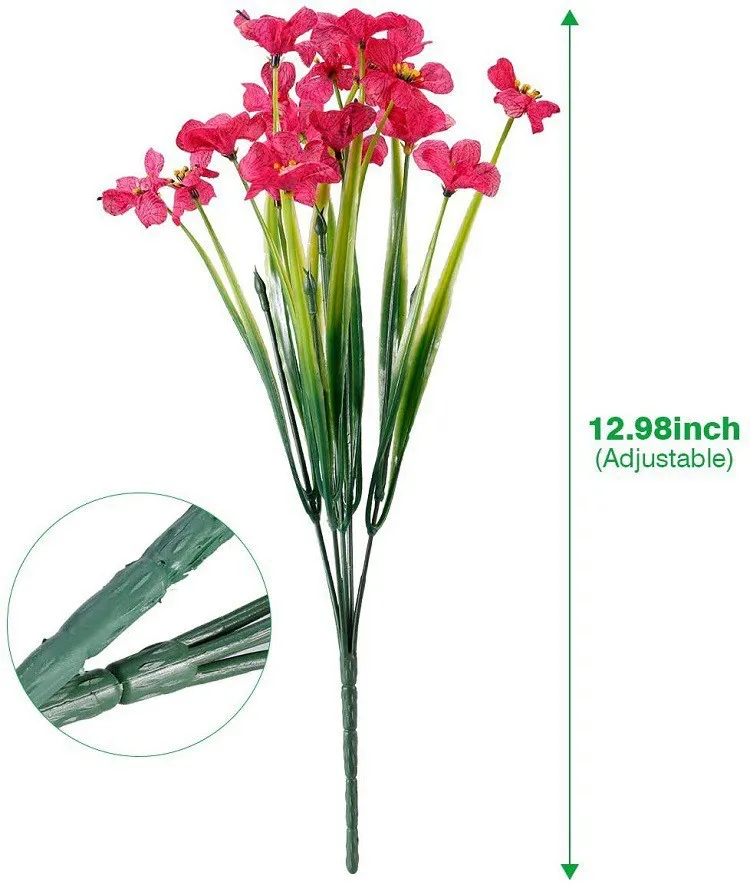 Spring Decoration UV Resistant Faux Outdoor Plastic Greenery Shrubs Plants 12 Bundles Artificial Flowers for Outdoor Decoration