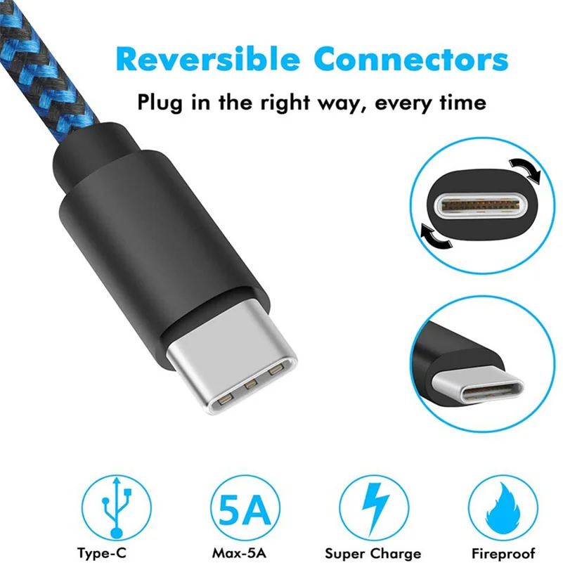  Горячая продажа нейлоновый Плетеный usb-кабель Type-c для передачи данных типа C Быстрый зарядный