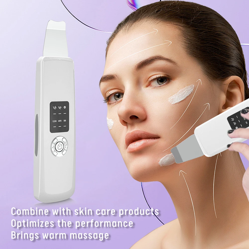 Wholesale Facial Spatula Face Cleaner Deep Cleansing Lifting Acne Blackhead Remover Beauty Device Ultrasonic Skin Scrubber