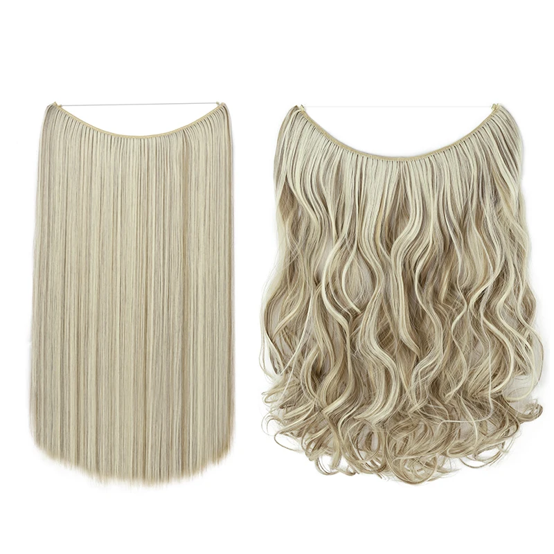 Invisible Wire In Hair Extensions Wholesale Synthetic Straight Synthetic Hair Piece Fish In Hair Weave