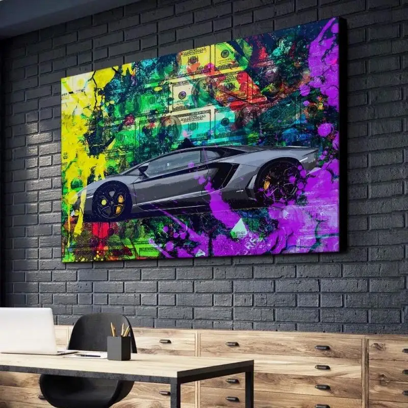 
Home Decor Canvas Posters Money Pictures Cool Sports Car Canvas Prints modern decoration abstract canvas art 