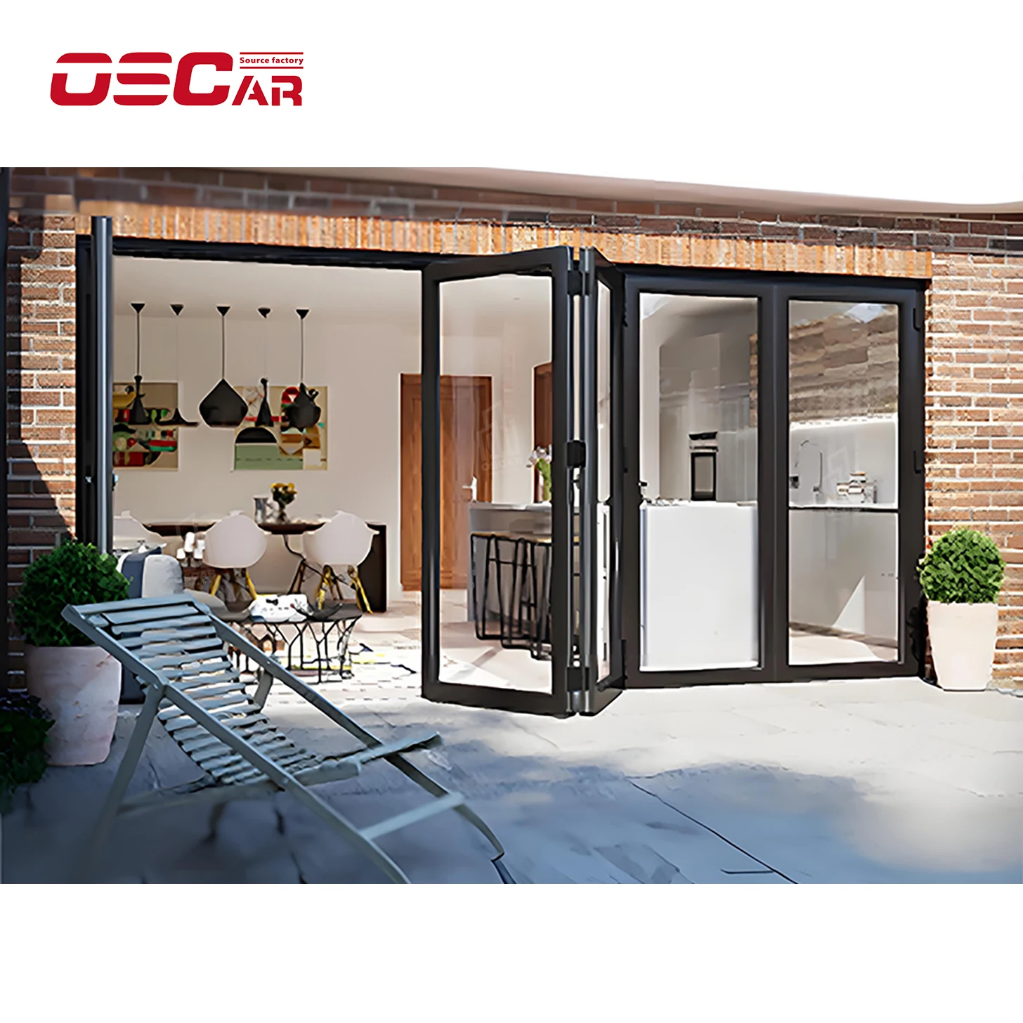 Oscaracso House Exterior Thermal Break Aluminium Profiles Glass Pocket Sliding floding Door Heavy Duty Patio Sliding Doors