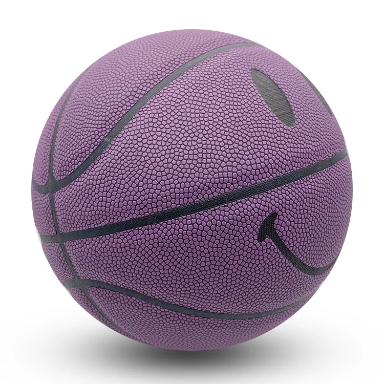 top quality manufacturer direct sale custom Purple microfiber PU basketball smiles ball