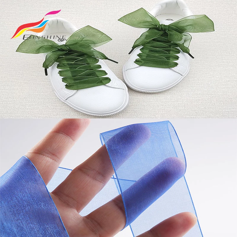 Transparent Silk Shoe Lace 4cm Chiffon Shoestring Organza Sheer Ribbon Shoelaces for Girls