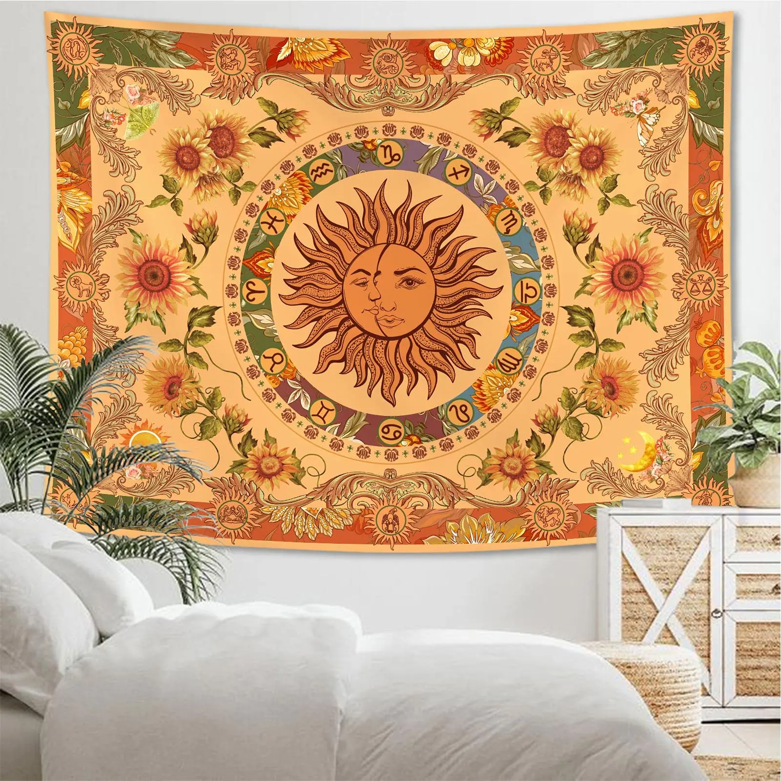 OEM Vintage Indie Boho Wall Decoration Carpet Hanging Polyester Printed Wall Tapestry For Bedroom Dorm Living Room