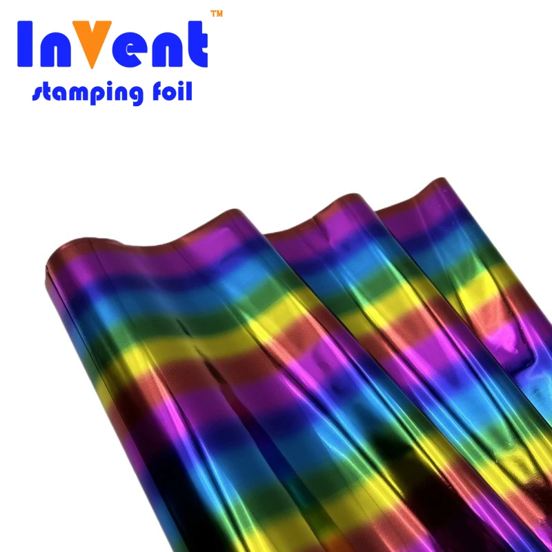 Rainbow gold Laser Toner Reactive holographic Foil Printer Transfer Hot Stamping Foil rolls for cards paper