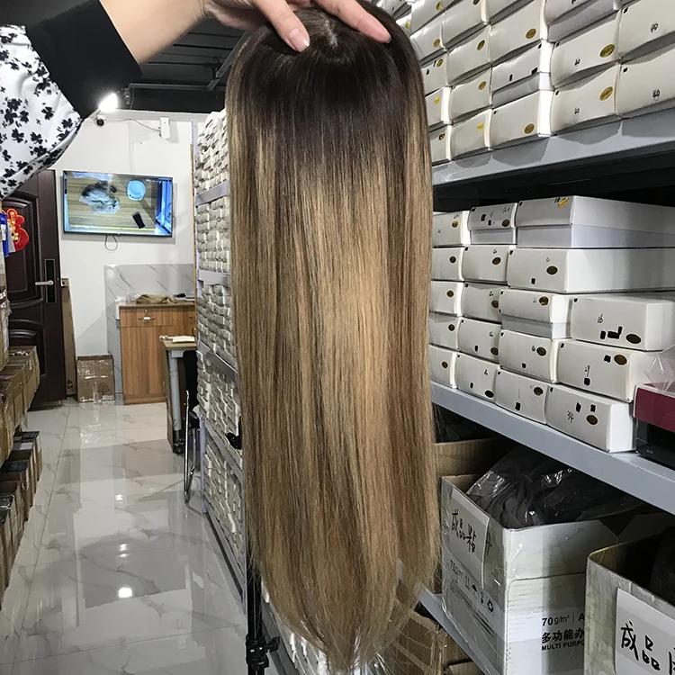 High quality European Breathable lace Base Virgin Remy unprocessed Human Hair Piece Straight free parting Human Hair Toppers