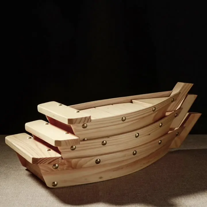 hand made reusable hotel restaurant japanese natural bamboo wood sushi boat for big party