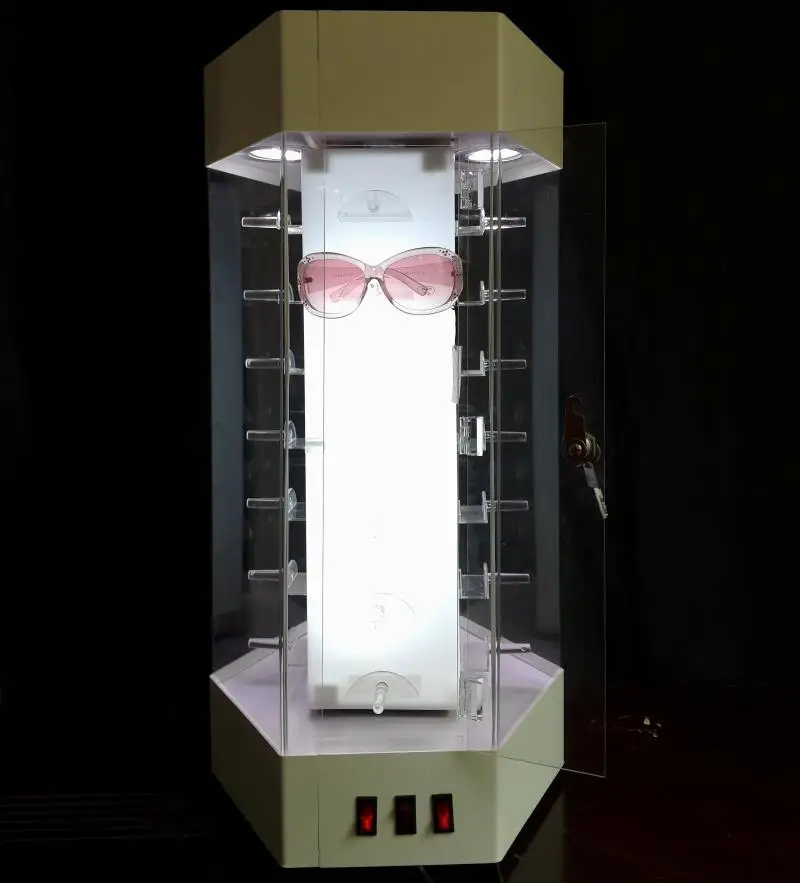 Led light illuminated acrylic display case rotating advertising
