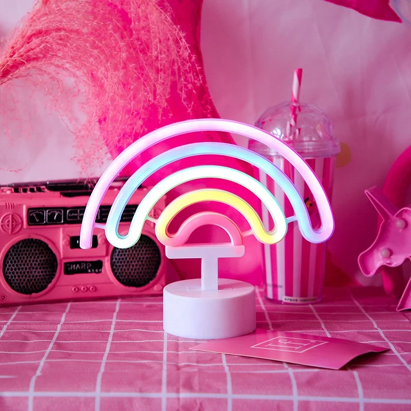Creative gifts led neon sign rainbow unicorn shape led room decorative table night light for kids