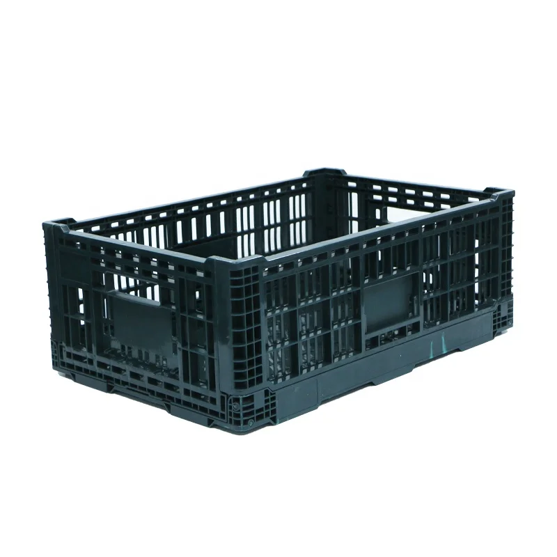 China made CE certificate approved vented cross stacking Foldable plastic transporting crate for fruit and vegetable / milk