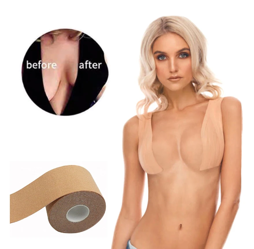 
Adhesive seamless pasties Backless bra brown roll lifting breast left Boob Tape Nipple Cover 