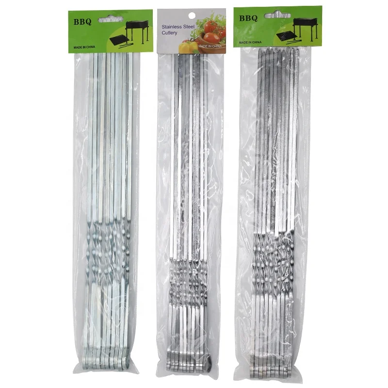 Оптовая цена, палочки для барбекю из нержавеющей стали, дизайн под заказ, металлические палочки для барбекю из нержавеющей стали