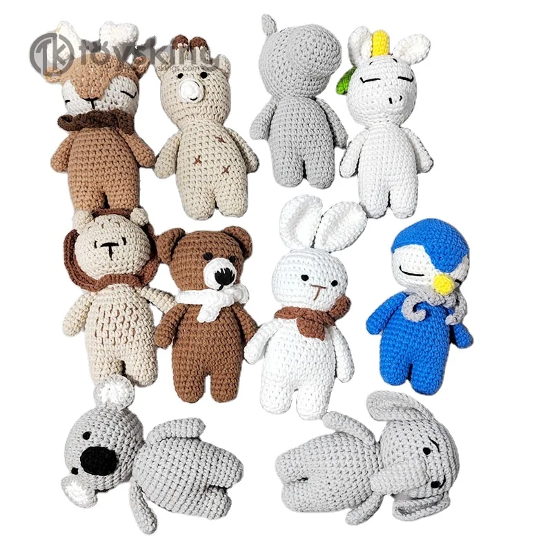 TK Hand Knitting Crochet Stuffed Animal Amigurumi Vintage Yarn Craft Toys for New Born Baby Gifts Education Set
