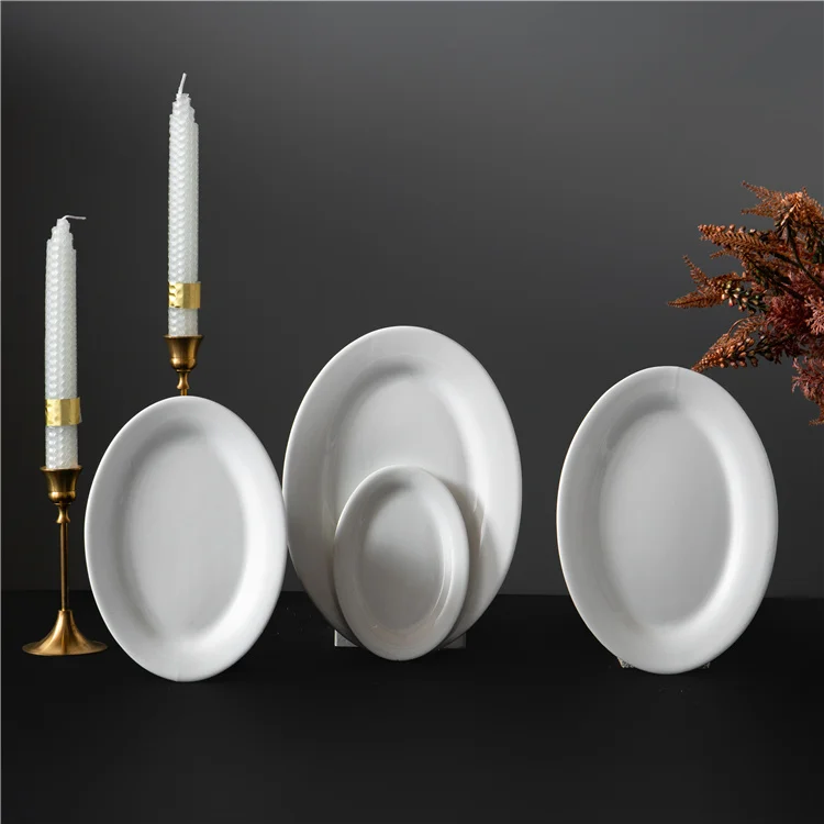 Good quality porcelain oval fish plate serving plate with different size for restaurant