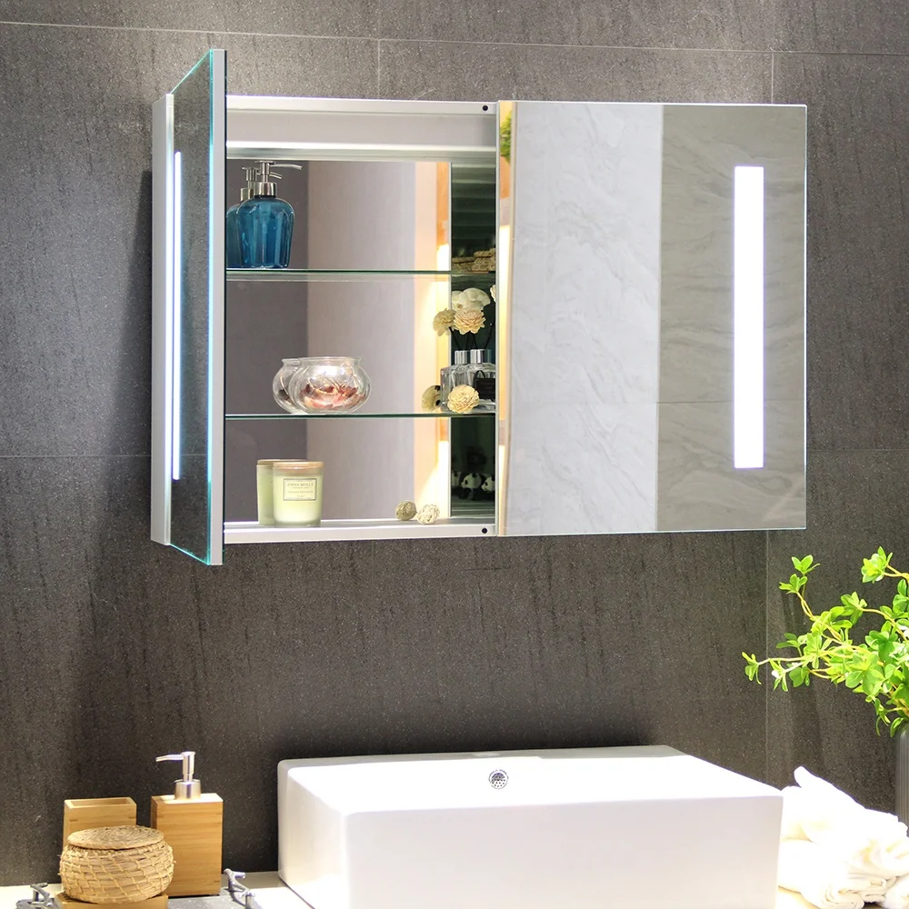 led shaving smart illuminated bathroom home goods lighted makeup mirror guangzhou vercon Medicine cabinet espejo led touch