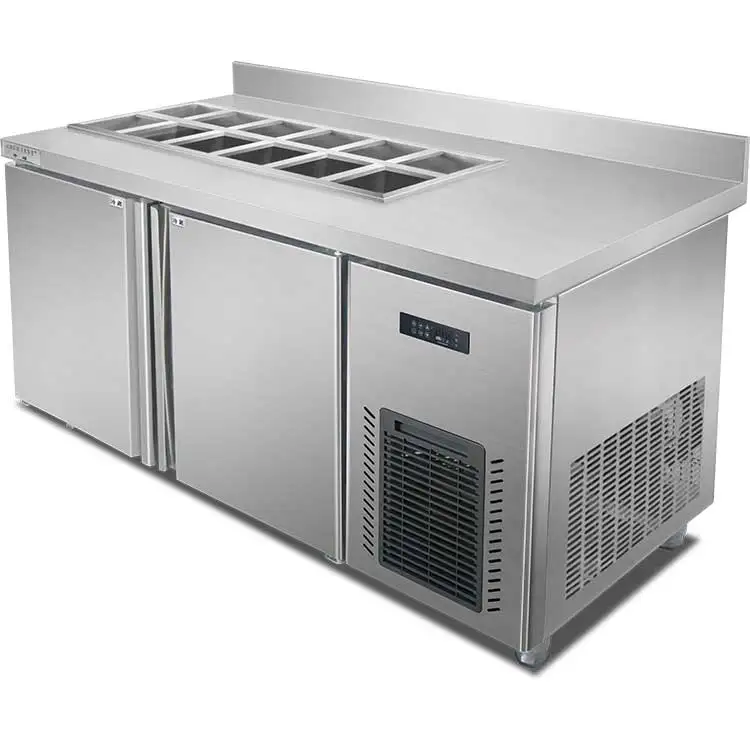 Полностью из нержавеющей стали Электрический коммерческий морозильник Рабочий стол для кухни