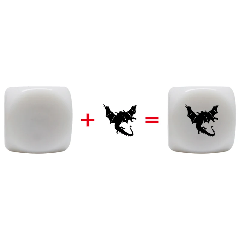 20mm D6 solid white die acrylic rounded corner blank dice six different custom sides printed images