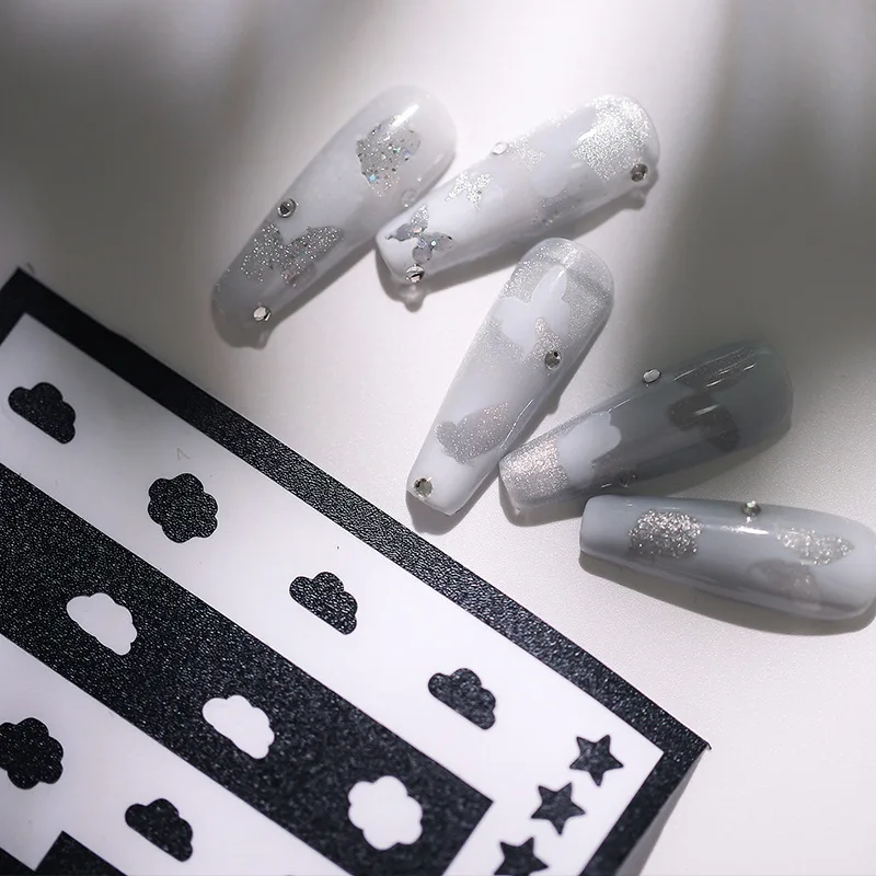 French heart butterfly star spray nail stickers auxiliary tool nail spray gun hollow template stickers