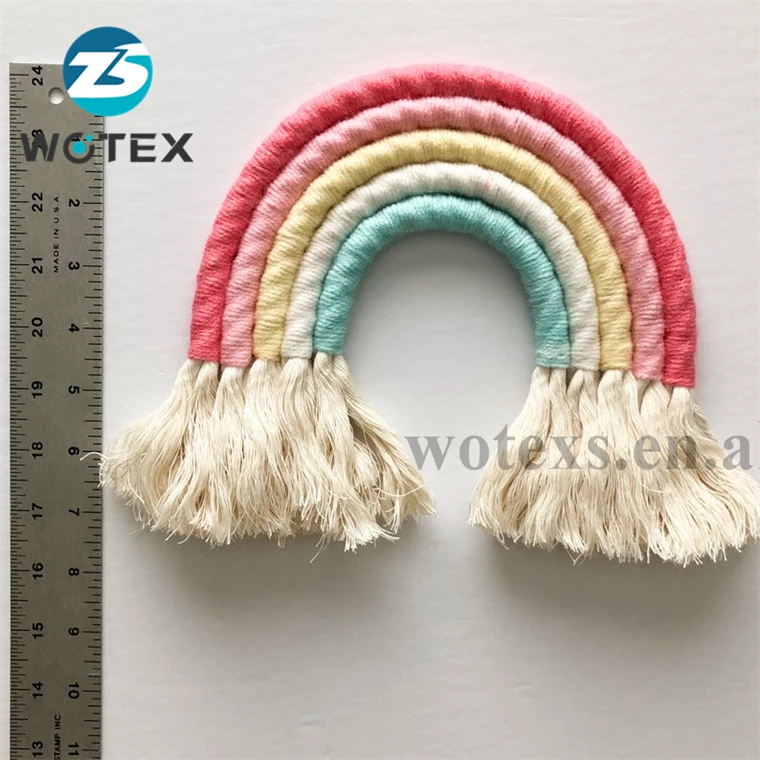 BM037 Factory price Baby boy Nursery art Chunky Fiber Rainbow Wall hanging decor macrame Rope rainbows