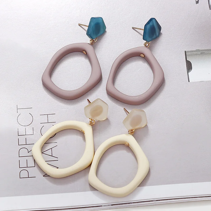 Female Jewelry Temperament Statement Irregular Acrylic Dangle Earrings Acetic Acetate Board Geometric Acrylic Drop Earrings