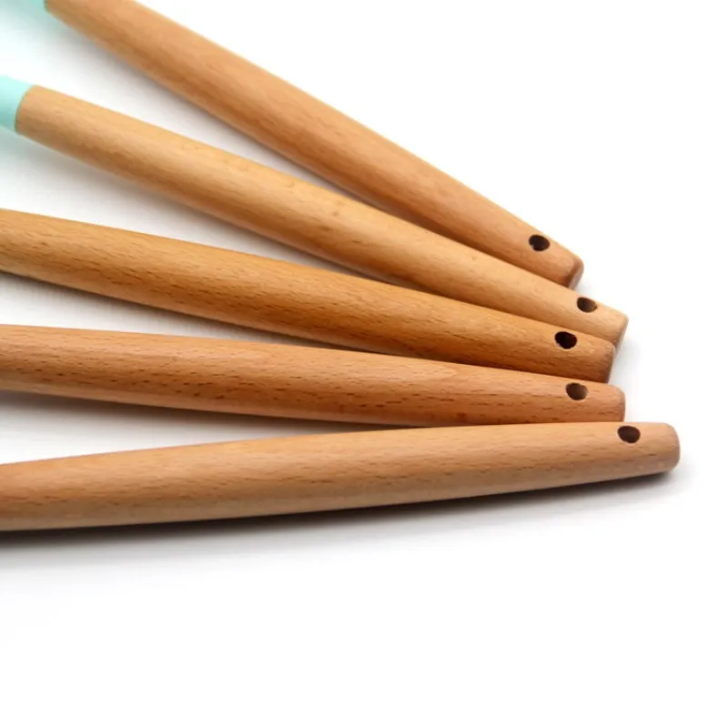 Wood Handle Silicone Utensils Kitchenware 11Piece Set Kitchen Tool Shovel Spoon Set